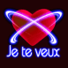 Coeur "Je te veux" et anneaux n�on bleu
