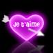 Coeur n�on rose et fl�che "Je t'aime"