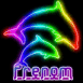 Couple de dauphins n�on multicolore