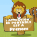Lion derri�re une pancarte: "Pas touche!"