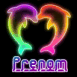 Dauphins n�ons multicolores amoureux