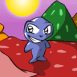 Alien bleu sur plan�te color�e