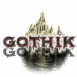 Mention "Gothik" sur fond blanc avec �glise