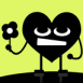 Coeur cartoon sur fond jaune